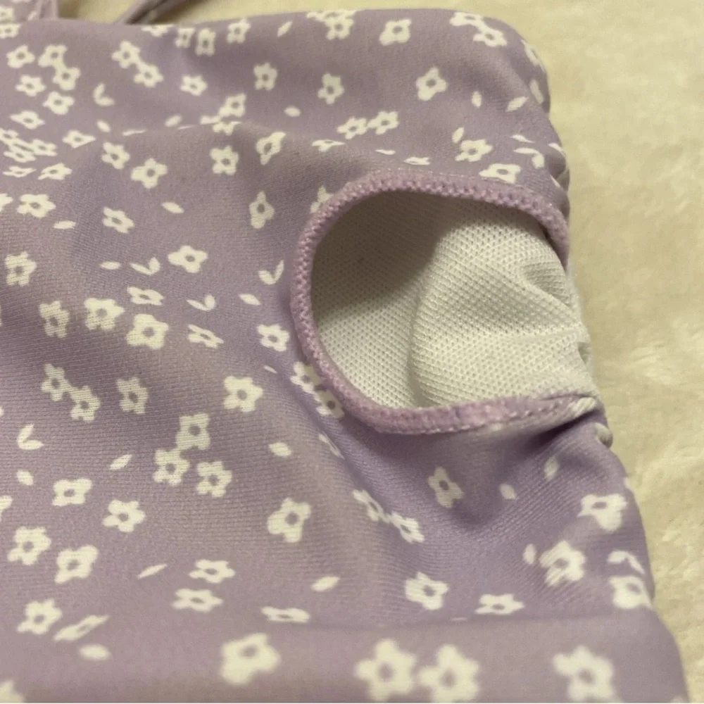 SHEIN Lavender Floral Tie-Strap Top